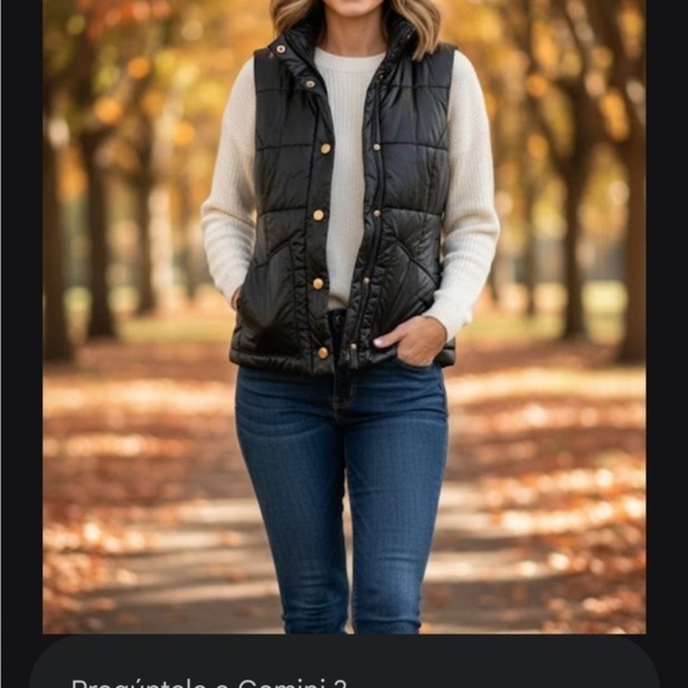 Tory Burch Black Quilted Vest with Gold Buttons